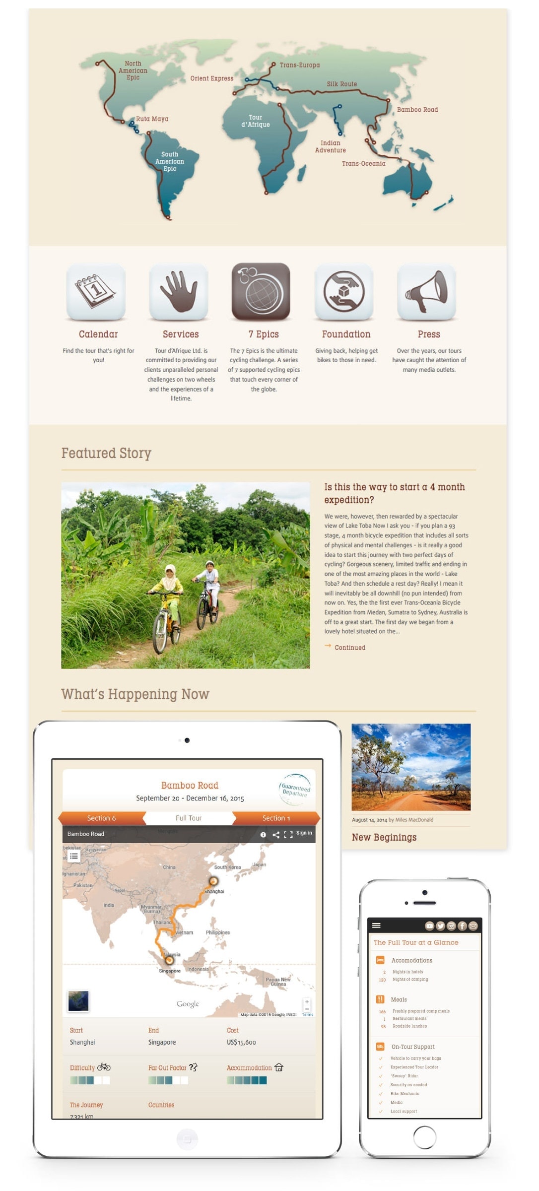 Tour d'Afrique homepage and mobile